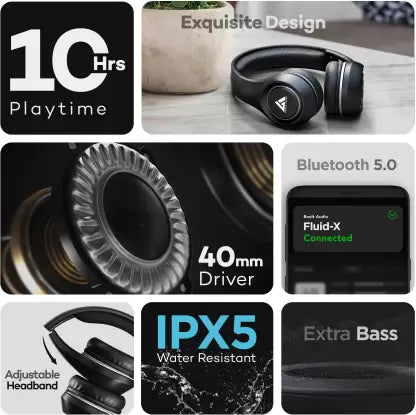 Boult Audio FluidX Bluetooth Headset (Black, On the Ear) Boult Audio FluidX Bluetooth Headset (Black, On the Ear)